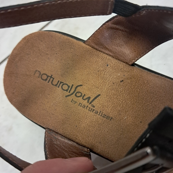 Natural Soul By Naturalizer Sandals Women's 9.5 Leather Platform Leather Comfort - Picture 3 of 6